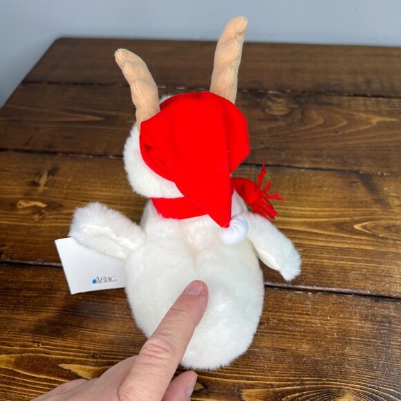 Aflac 2003 Holiday Duck Plush With Antlers & Red Scarf Stuffed Animal - Picture 5 of 8